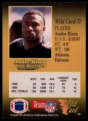 1991 Wild Card Andre Rison 71 Atlanta Falcons