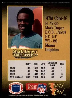 1991 Wild Card Mark Duper 16 Miami Dolphins