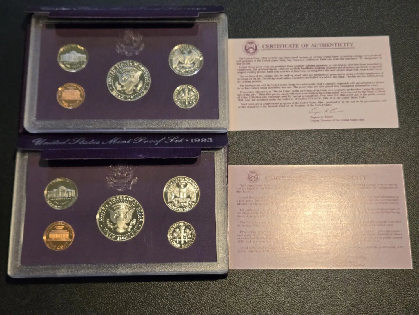 1992 & 1993 U.S. Mint Proof Sets with COA Original Government Packaging 10 Coins - Coins & Currency