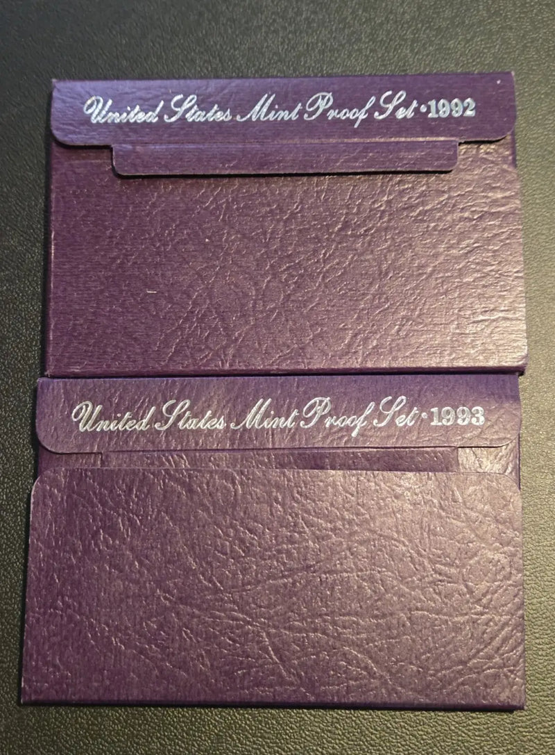 1992 & 1993 U.S. Mint Proof Sets with COA Original Government Packaging 10 Coins - Coins & Currency