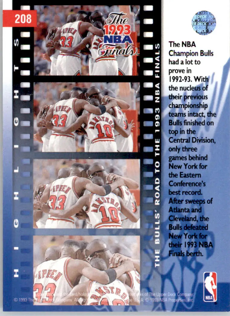 1992-93 Bulls - 1993-94 Upper Deck - #208 - Basketball - Basketball Card Single