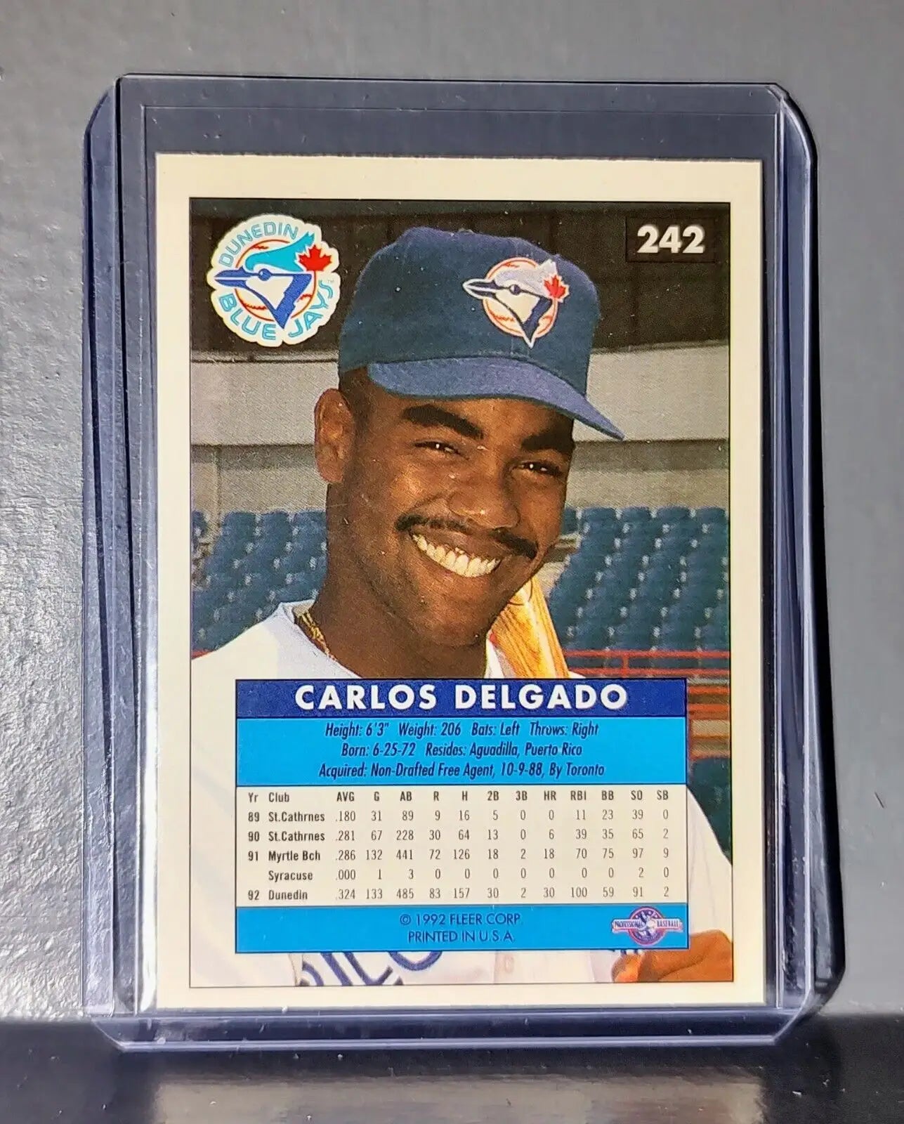 1992-93 Carlos Delgado Fleer Excel Baseball Card #242 Blue Jays - Baseball Card Single