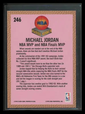 1992-93 Fleer Award Winner Michael Jordan #246 Basketball - Basketball Card Single
