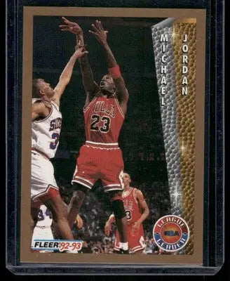 Fleer League Leader Michael Jordan 1992-93 basketball card in product 1992-93 Fleer League Leader Michael Jordan #238