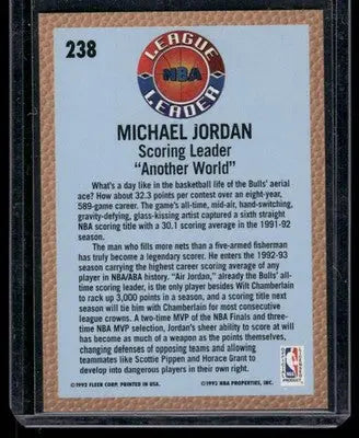 Fleer League Leader Michael Jordan basketball card from 1992-93 Fleer League Leader series