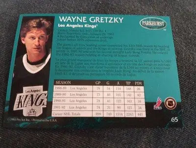 1992-93 Parkhurst - Wayne Gretzky #65. Los Angeles Kings. NRMT+ - Hockey Card Single