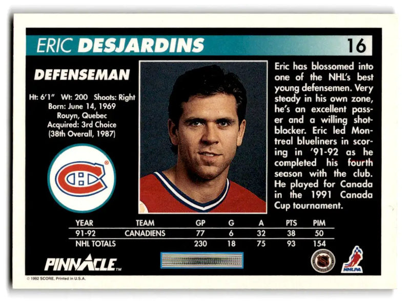 1992-93 Pinnacle #16 Eric Desjardins - Hockey Card Single