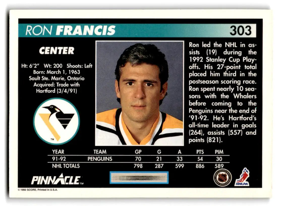 1992-93 Pinnacle #303 Ron Francis - Hockey Card Single