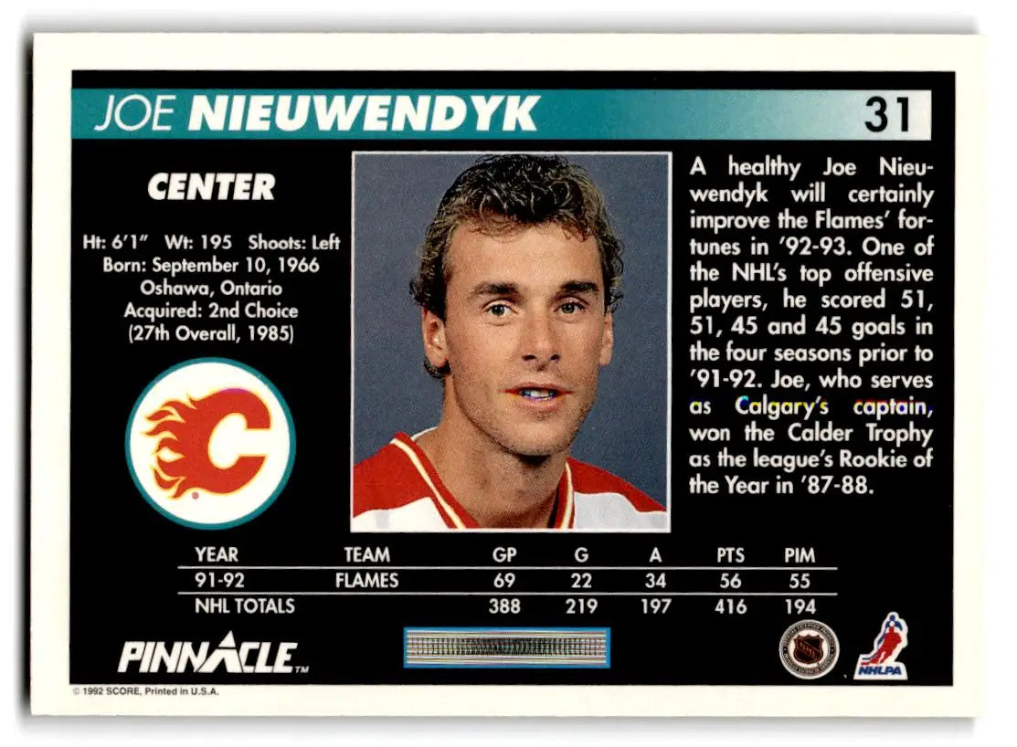 1992-93 Pinnacle #31 Joe Nieuwendyk - Hockey Card Single