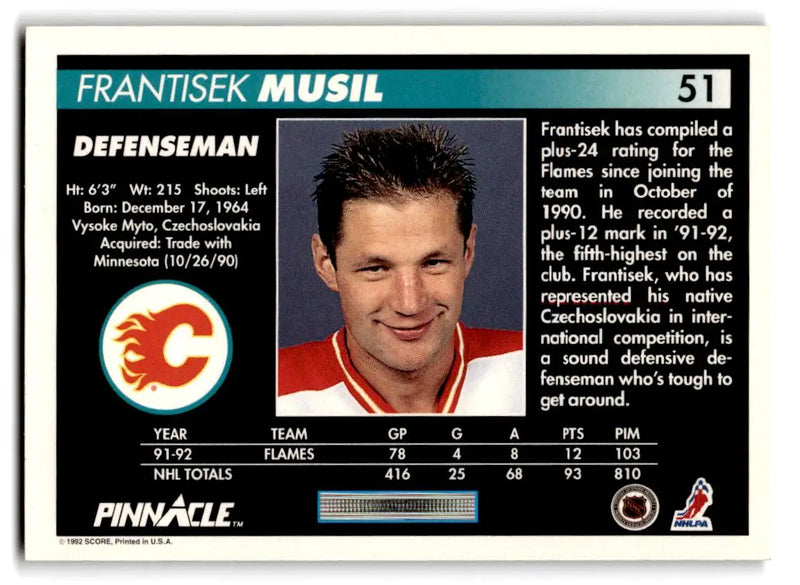 1992-93 Pinnacle #51 Frantisek Musil - Hockey Card Single