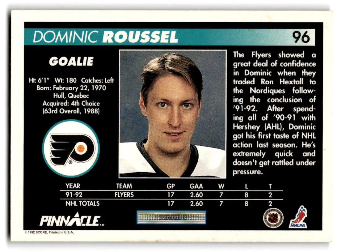 1992-93 Pinnacle #96 Dominic Roussel - Hockey Card Single