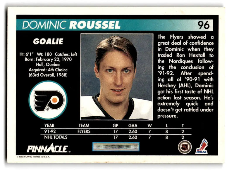 1992-93 Pinnacle #96 Dominic Roussel - Hockey Card Single