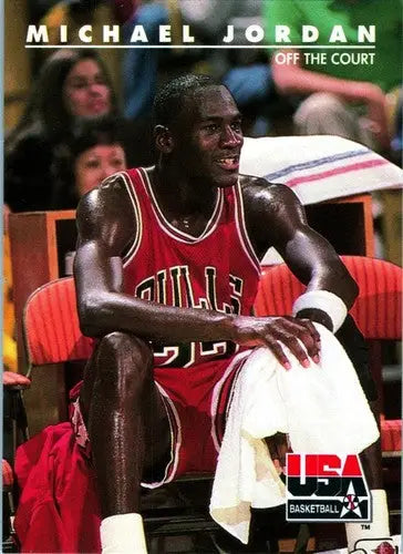 Original gloss SkyBox USA Michael Jordan on the bench collectible card