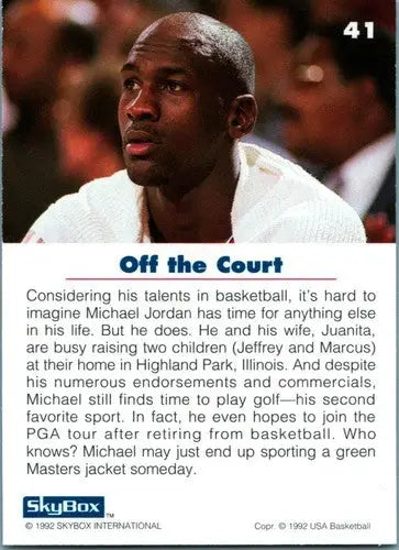 Original gloss SkyBox USA Michael Jordan trading card from 1992-93 SkyBox USA series