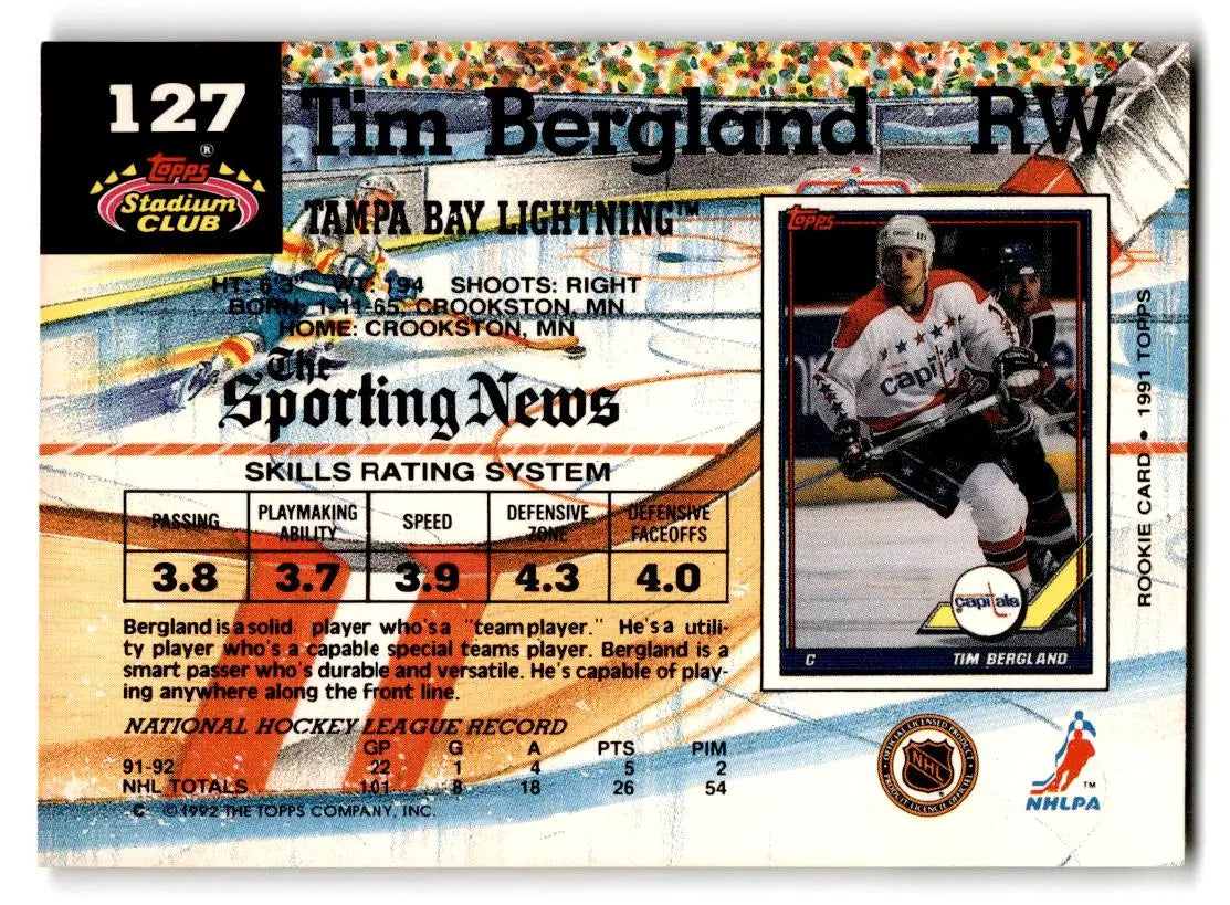 1992-93 Stadium Club #127 Tim Bergland - Hockey Card Single