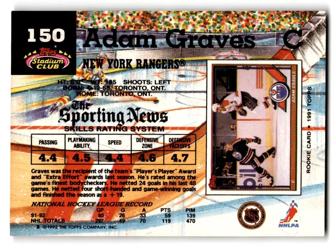 1992-93 Stadium Club #150 Adam Graves - Hockey Card Single