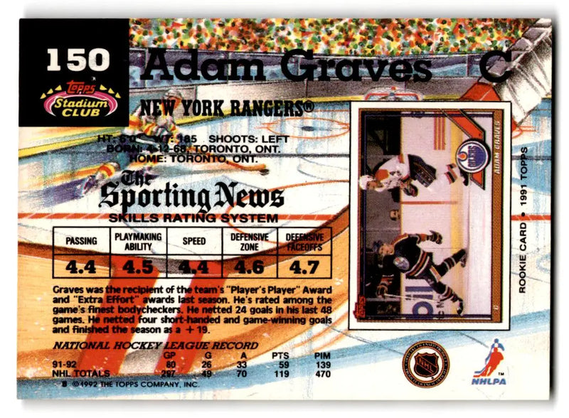 1992-93 Stadium Club #150 Adam Graves - Hockey Card Single