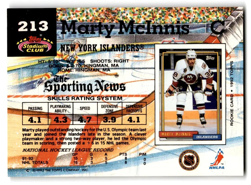 1992-93 Stadium Club #213 Marty McInnis - Hockey Card Single