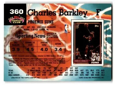 1992-93 Stadium Club #360 Charles Barkley - Basketball Card Single