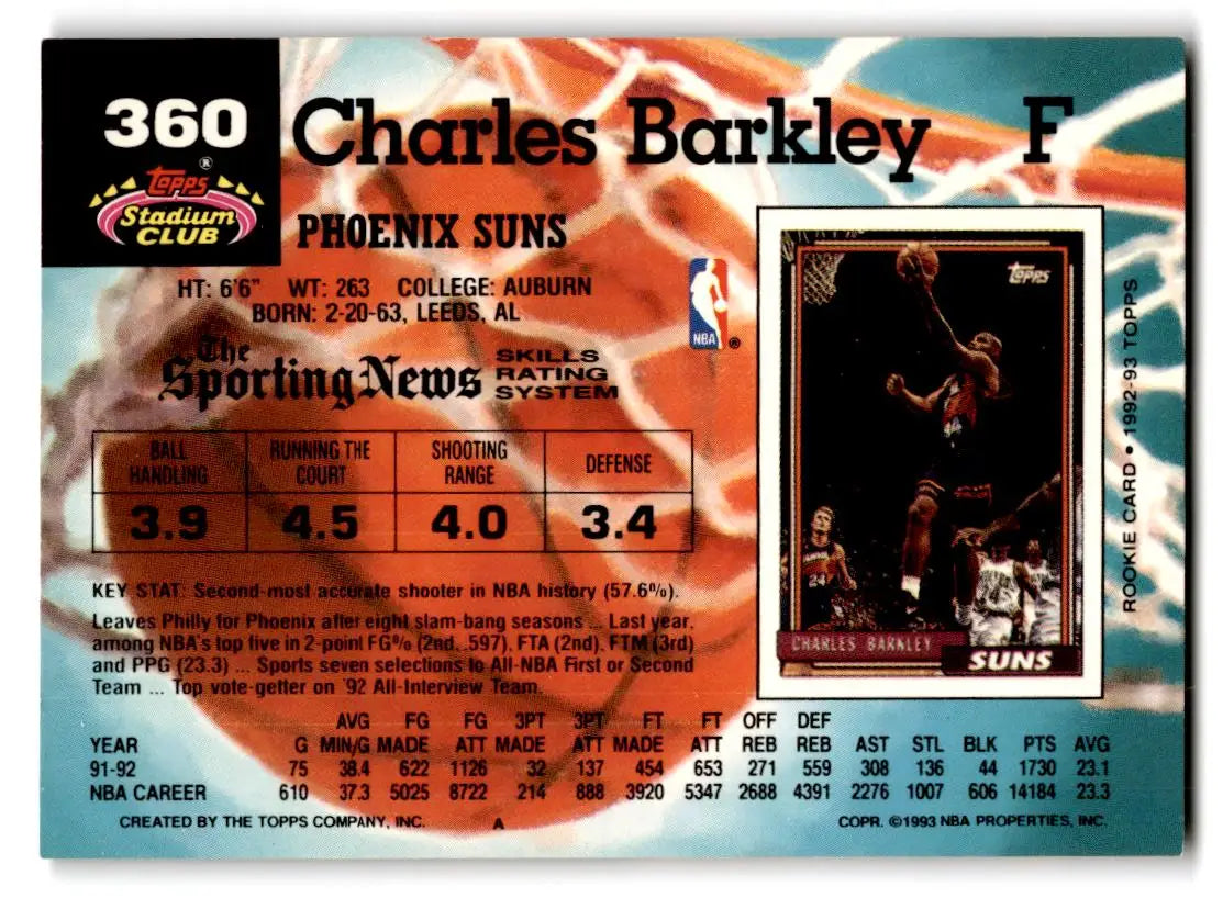 1992-93 Stadium Club #360 Charles Barkley - Basketball Card Single