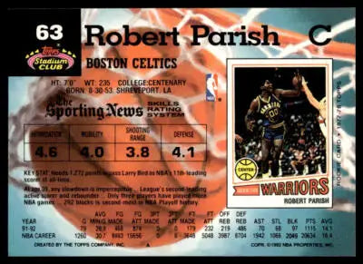 1992-93 Stadium Club #63 Robert Parish Members Only - Basketball Card Single