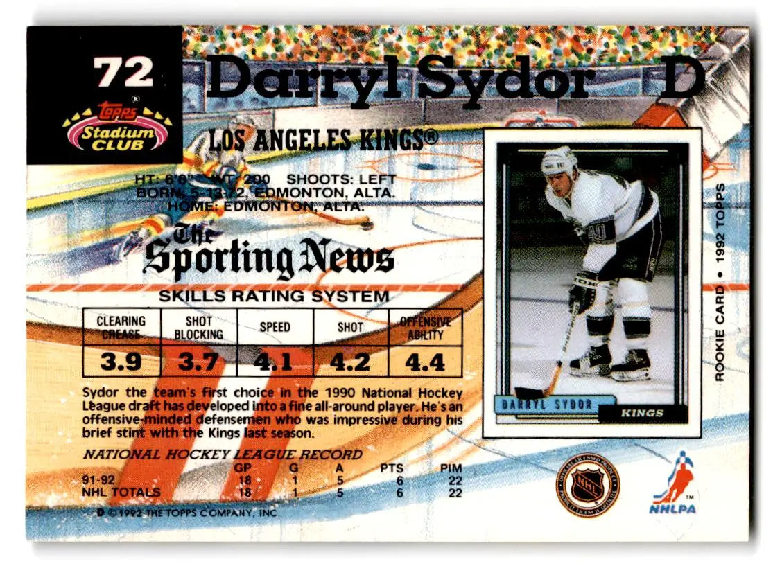1992-93 Stadium Club #72 Darryl Sydor - Hockey Card Single