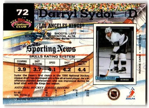 1992-93 Topps Stadium Club #72 Darryl Sydor EX/NM Kings ID:43404 - Hockey Card Single