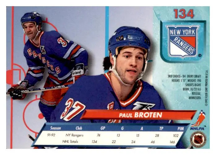 1992-93 Ultra #134 Paul Broten - Hockey Card Single