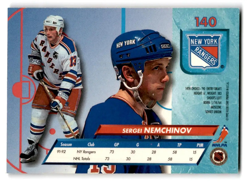 1992-93 Ultra #140 Sergei Nemchinov - Hockey Card Single