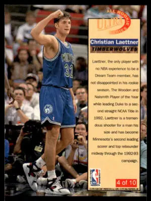 1992-93 Ultra #4 Christian Laettner All-Rookie Series - Basketball Card Single