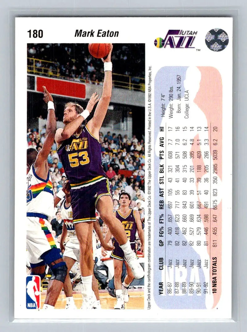 1992-93 Upper Deck #180 Mark Eaton Utah Jazz - Basketball Card Single