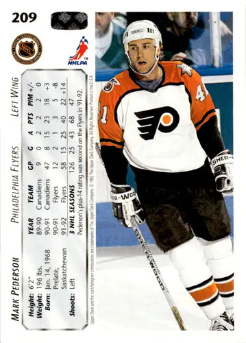 1992-93 Upper Deck #209 Mark Pederson NM Near Mint Flyers ID:46064 - Hockey Card Single