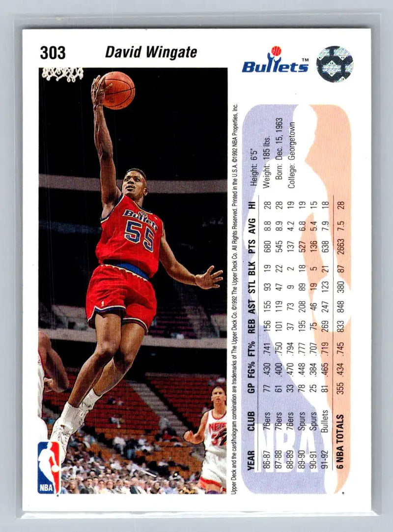 1992-93 Upper Deck #303 David Wingate Washington Bullets - Basketball Card Single