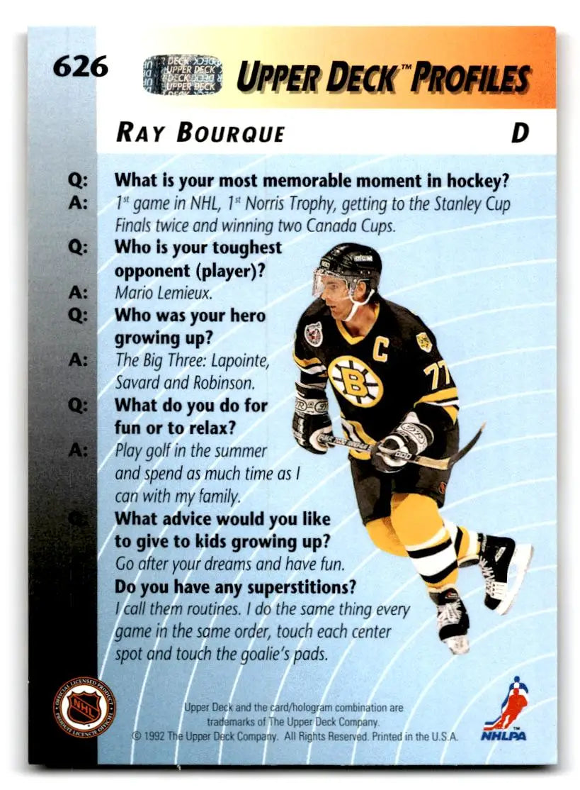 1992-93 Upper Deck #626 Ray Bourque - Hockey Card Single