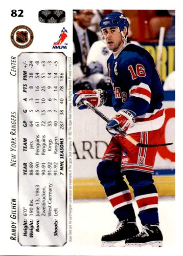 1992-93 Upper Deck #82 Randy Gilhen NM Near Mint NY Rangers ID:46070 - Hockey Card Single
