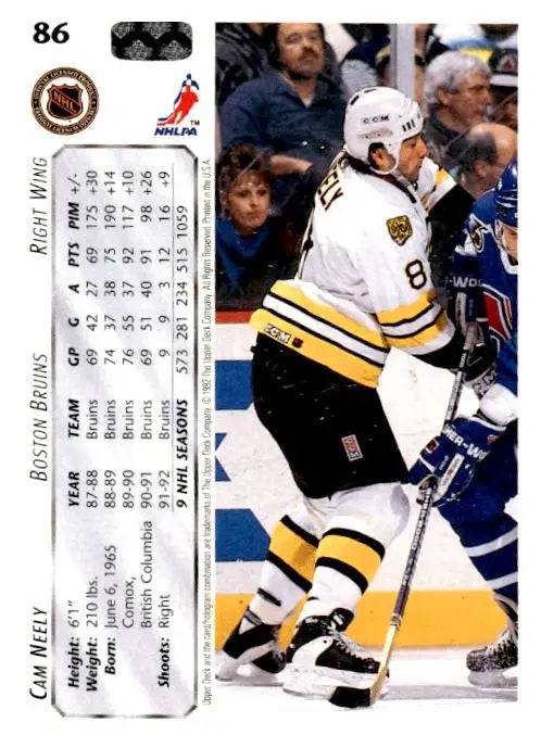 1992-93 Upper Deck #86b Cam Neely Upper Deck Text and Logo Hologram - Hockey Card Single
