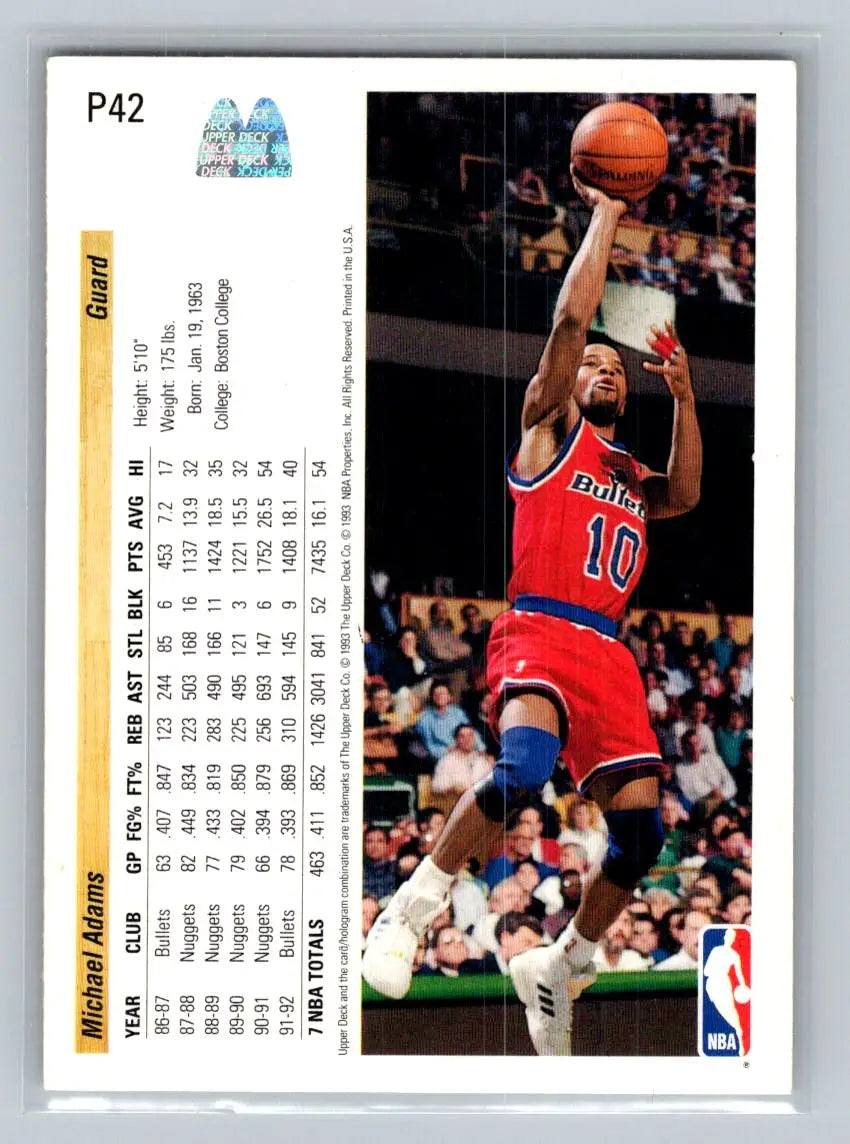1992-93 Upper Deck McDonald’s #P42 Michael Adams Washington Bullets - Basketball Card Single
