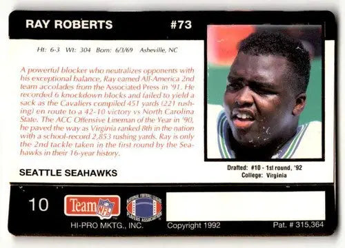 Original gloss 1992 Action Packed Rookie Update Ray Roberts Seattle Seahawks football card