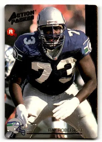 Original gloss football trading card of Ray Roberts Seattle Seahawks action packed rookie