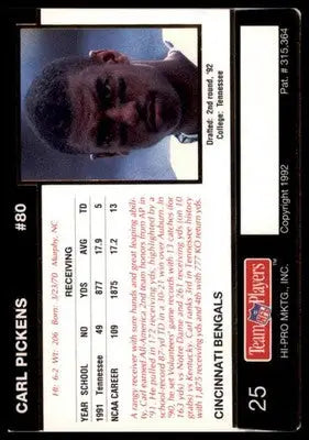 1992 Action Packed Rookie/Update Carl Pickens RC 25 Cincinnati Bengals