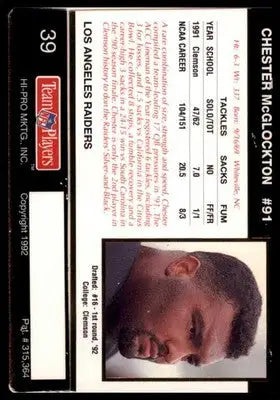 1992 Action Packed Rookie/Update Chester McGlockton RC 39 Los Angeles Raiders