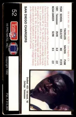 1992 Action Packed Rookie/Update Chris Mims RC 52 San Diego Chargers