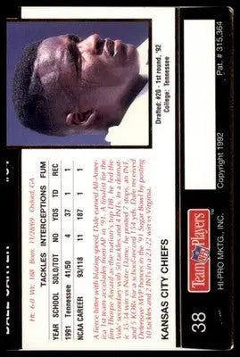 1992 Action Packed Rookie/Update Dale Carter RC 38 Kansas City Chiefs