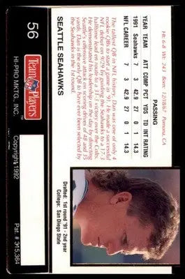 1992 Action Packed Rookie/Update Dan McGwire 56 Seattle Seahawks