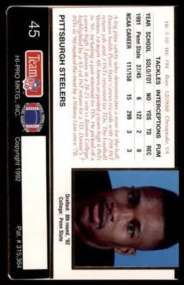 1992 Action Packed Rookie/Update Darren Perry RC 45 Pittsburgh Steelers