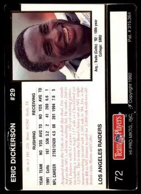 1992 Action Packed Rookie/Update Eric Dickerson 72 Los Angeles Raiders