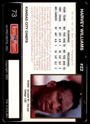 1992 Action Packed Rookie/Update Harvey Williams 73 Kansas City Chiefs - Football Card Single