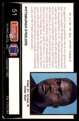 1992 Action Packed Rookie/Update Leon Searcy RC 51 Pittsburgh Steelers