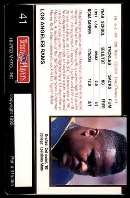 1992 Action Packed Rookie/Update Marc Boutte RC 41 Los Angeles Rams