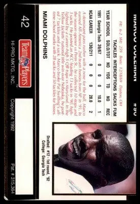 1992 Action Packed Rookie/Update Marco Coleman RC 42 Miami Dolphins